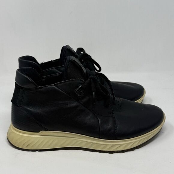 Ecco ST.1 High Shoes Mens 8 EU 42 Black Leather Side Zip Office Comfort Sneakers - Picture 1 of 16